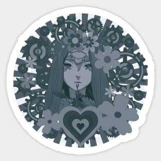 Steampunk Dragonfly Mechanical Ghost Girl No. 3 Noir Variation Sticker